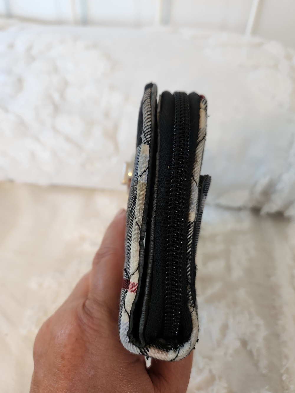 Vera Bradley Quilted Plaid Zip Wallet - Black/Gray/Red - Picture 9 of 11
